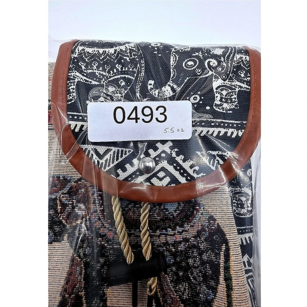 Boho Elephant Tapestry Drawstring Backpack Mini Bag‎